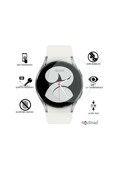 Novstrap Samsung Galaxy Watch 4 40mm İle Uyumlu Ekran Koruyucu Temperli Cam Kolay Uygulama Aparatlı