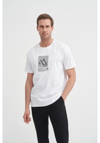 Cazador 41720 Erkek Bisiklet Yaka Beyaz Tshirt