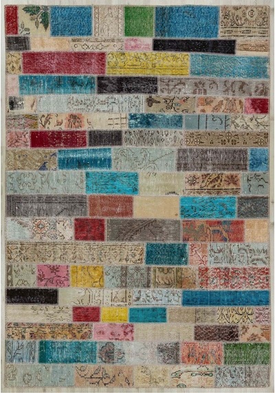 El Yapımı Patchwork Benzersiz Halı 160 X 230 Cm 5052