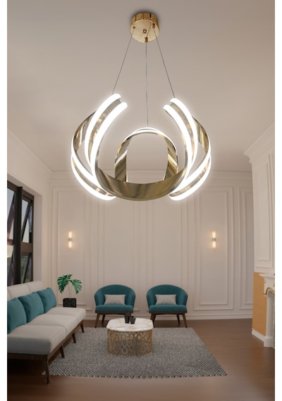 Arya Çift Yönlü Sıralı Led Avize - - Kumandalı / Gold Gold