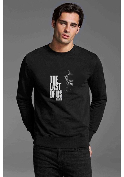 The Last Of Us Part 2 Baskılı Siyah Erkek Örme Sweatshirt (528857954)