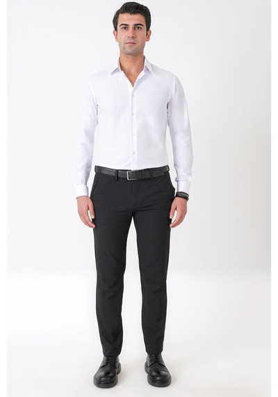 Beyaz %100 Pamuklu Nefes Alabilir Kolay Ütülenebilir Uzun Kollu Slim Fit Gömlek Gk 766