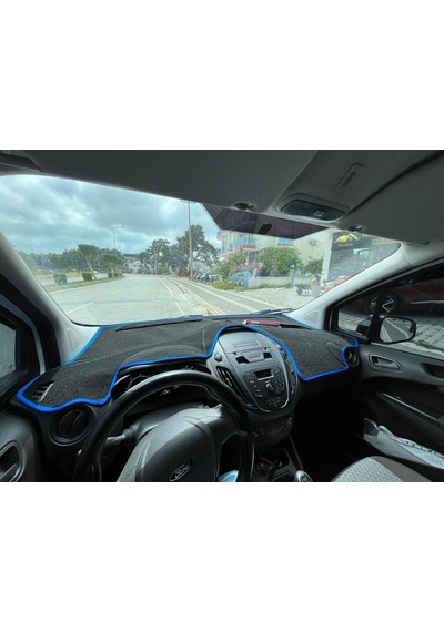 2013-2020 Modellerine Uygun Ford Courier Ekransız Torpido Koruma Halısı Siyah Kenar Renk Mavi