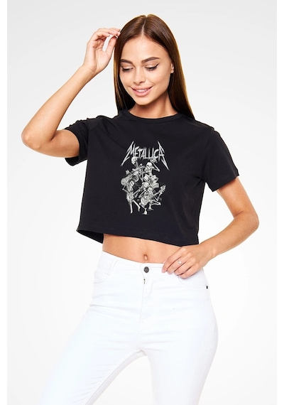 Startmore Adrift Metallica Siyah Crop Top Tişört Siyah