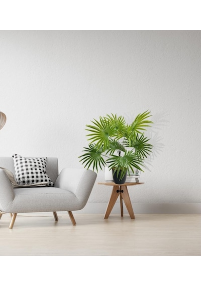 Yapay Çiçek Yelpaze Palmiye 8 Dal 50x40Cm Salon Çiçeği Plastik Si