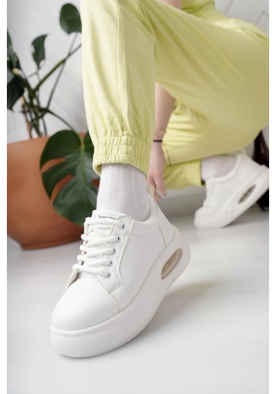Nesilshoes Nesil Shoes Dvm 5750 Beyaz Havalı Taban Kadın Sneakers
