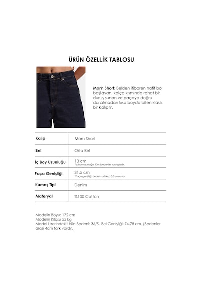 Itsbasic Kadın İndigo Selvedge Diana 7s6-50 Relax Mom Fit Denim Şort