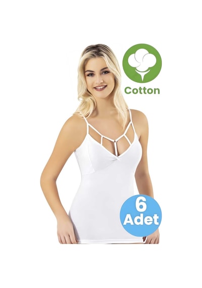 Tezzgelsin Kadın 6'lı Ip Askılı Modelli Atlet Beyaz