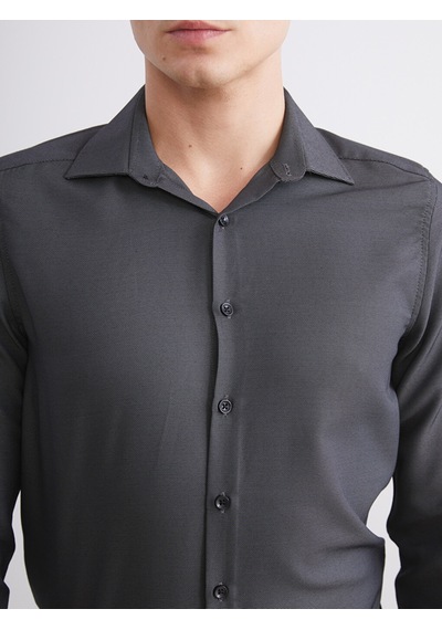 Lcw Busıness Antrasit Slim Fit Uzun Kollu Armürlü Erkek Gömlek