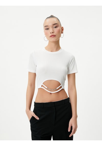 Koton Crop Tişört Metal Aksesuar Detaylı Kısa Kollu Bisiklet Yaka Ekru 4sal10036ık 4SAL10036IK010 Ekru Koton Crop Tişört Metal Aksesuar Detaylı Kısa Kollu Bisiklet Yaka Ekru 4sal10036ık 4SAL10036IK010 Ekru