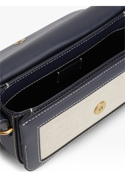 Tommy Hilfiger Th Scrıpt Flap Crossover Canvas Kadın Mavi Çanta - Aw0aw18737
