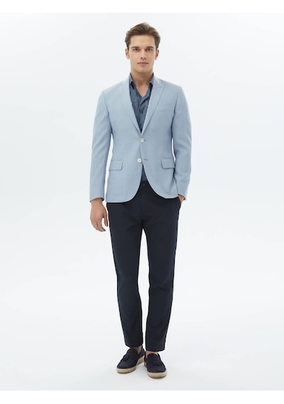 Kip Açık Mavi Düz Slim Fit Ceket 001