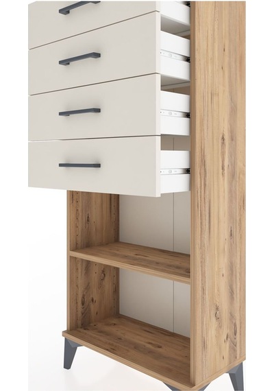 Hyperion Dolap Tek Raflı 4 Çekmeceli 60x44x134 Çam-aytaşı Atlas Çam