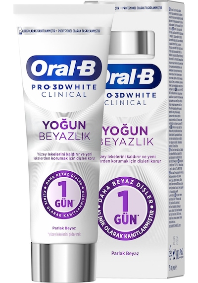 Oral-B Pro 3D White Clinical Yoğun Beyazlık Parlak Beyaz Diş Macunu 75 ML