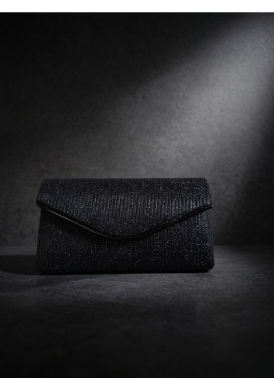 Vellabags Siyah Işıltılı Portföy Çanta Şık Abiye Gece & Davet Çantası Siyah - Gümüş