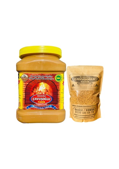 Bozkırlı Çavuşoğlu Kepeksiz Bozkır Tahini 930 G + Odun Ateşinde Kavrulmuş Susam 500 G