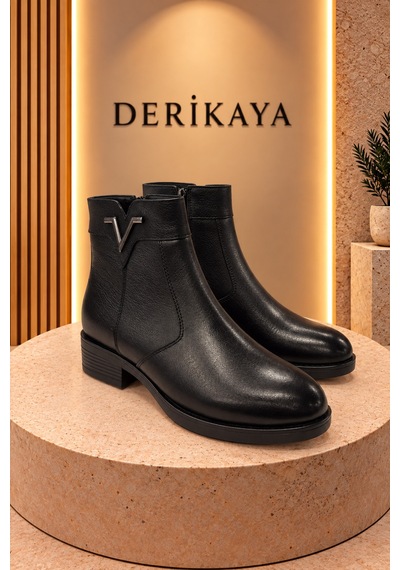 Deri Kaya Bot Bot & Bootie Siyah