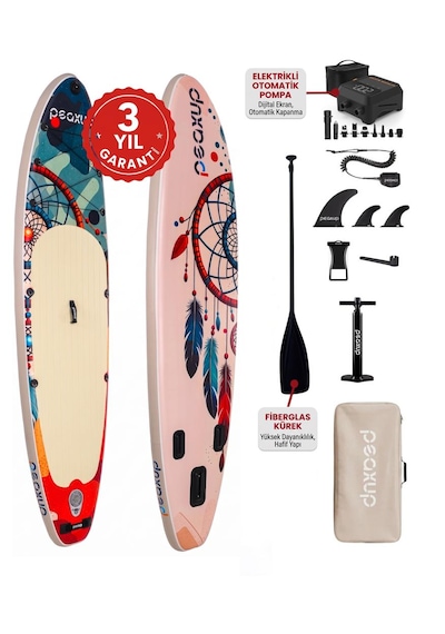 Elektrikli Pompalı Avantajlı Set - Bohem Şişme Stand Up Paddle Board Sup Seti - 335x84x15cm - Kamera Aparatlı 3 Yıl Garantili