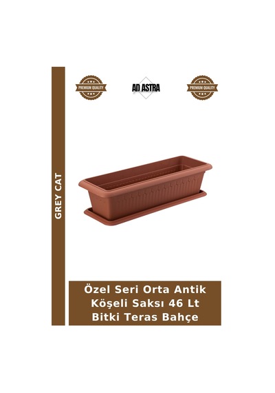 Özel Seri Orta Antik Köşeli Saksı 46 Lt Bitki Teras Bahçe