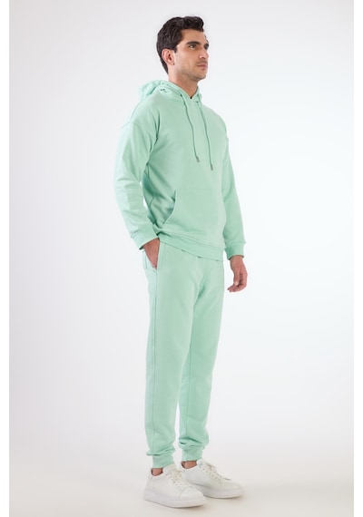 Dufy Mint Yeşili Kapüşonlu Kanguru Cepli Regular Fit Erkek Sweatshirt Mint Yeşili