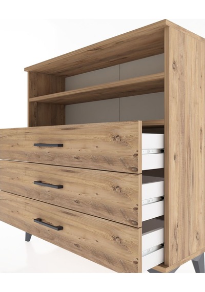 Arges Şifonyer 2 Raflı 3 Çekmeceli 88x30x96 Çam-çam Çam