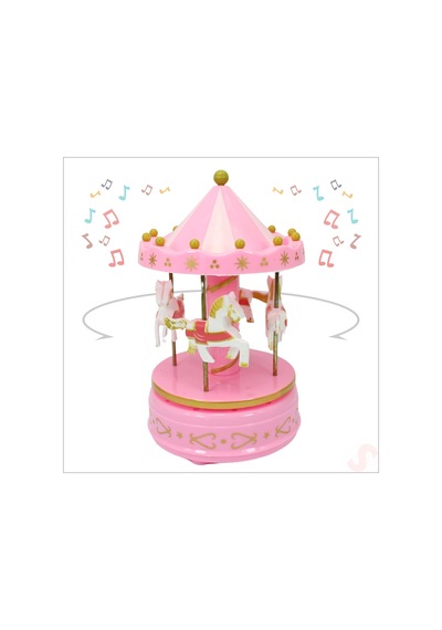 Atlı Karınca Müzik Kutusu, 17cm X 10cm - Pembe