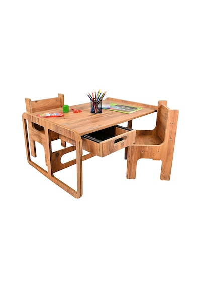 İki Kişilik Çekmeceli Ahşap Çocuk Oyun & Aktivite Masa Ve Sandalye Takımı - 18mm Ceviz Renk Mdf Çok Renkli İki Kişilik Çekmeceli Ahşap Çocuk Oyun & Aktivite Masa Ve Sandalye Takımı - 18mm Ceviz Renk Mdf Çok Renkli