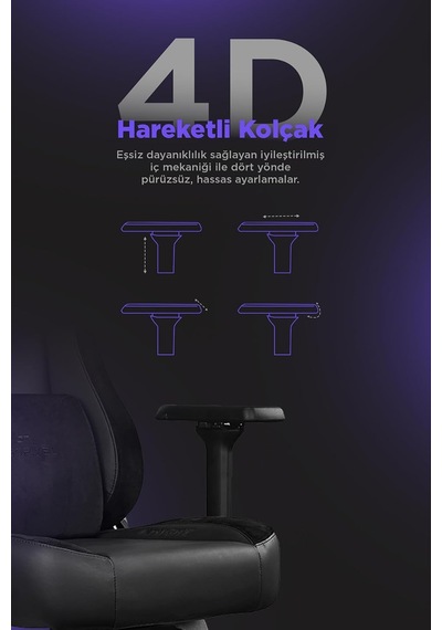 Knight Series Premium Siyah Oyuncu Koltuğu, Geriye Yatılabilir, Ayarlanabilir Kolçak Çok Renkli