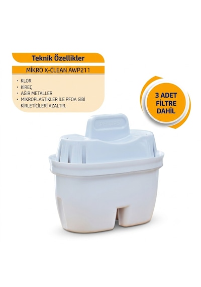 Philips Awp211 Micro X-clean Su Arıtma Filtresi Üçlü 3'lü