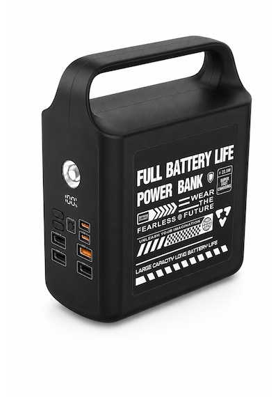 Taşınabilir Güç İstasyonu 100.000 Mah 100w Hızlı Şarj Güçlü Led Aydınlatma Dahili Kablolu Powerbank Siyah