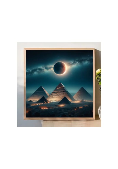 5d Elmas Boyama Seti - Mısır Piramitleri Samanyolu Gece Gökyüzü Yuvarlak Taşlı Dıy30x30 Cm