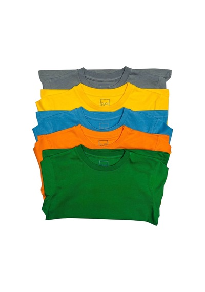 Cloise Çocuk Basic T-shirt Kız Erkek Unisex %100 Pamuk 5'li Paket Ek-4
