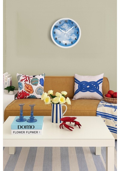Doğa Manzara Temalı Modern Duvar Saati - 25cm - Önü Camlı Beyaz Kasa - Sessiz Mekanizma-jh0706 Beyaz