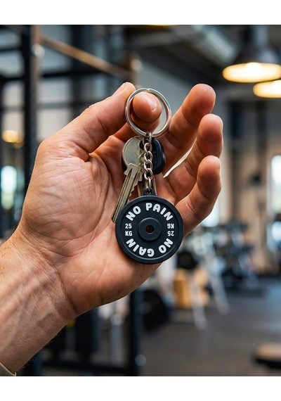 10'lu No Pain No Gain Ağırlık Plakası Anahtarlık Seti Fitness & Spor Temalı Hediyelik Anahtarlık Siyah