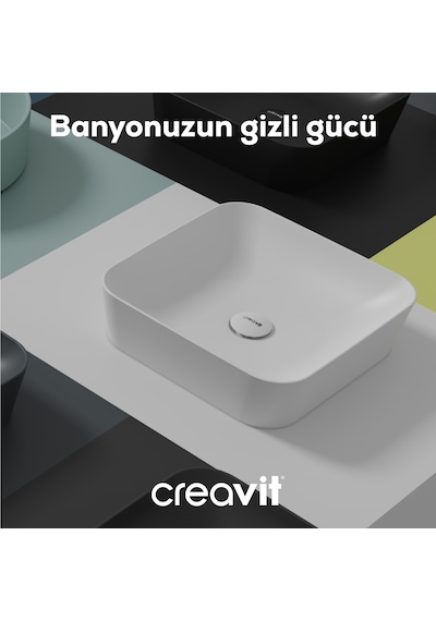 Creavit Lavabo Sifon Başlığı Pop-up Taşmasız Mat Beyaz