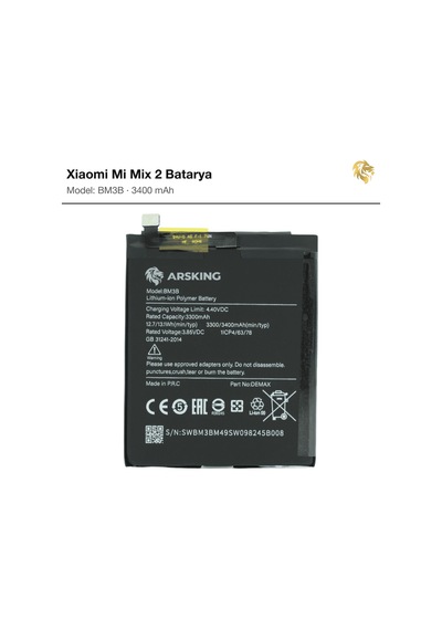 Xiaomi Mi Mix 2 Uyumlu Güçlendirilmiş Batarya Bm3b 3400 Mah Pil Telefon Bataryası Cep Telefonu Pili