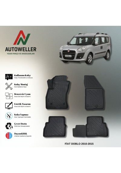 Fiat Doblo 2010-2015 Uyumlu Havuzlu Oto Paspas Combi
