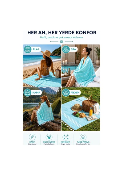 Sultan Peştemal Havlu 100 Pamuklu Deniz Plaj Banyo Peştemali 100x180 Cm Mint Yeşil