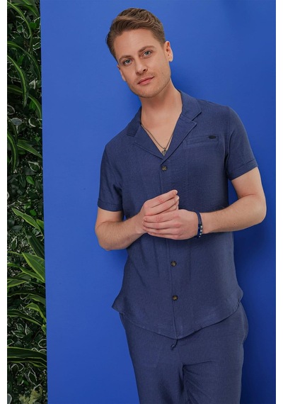 Efor G 1549 Slim Fit İndigo Klasik Gömlek Indigo