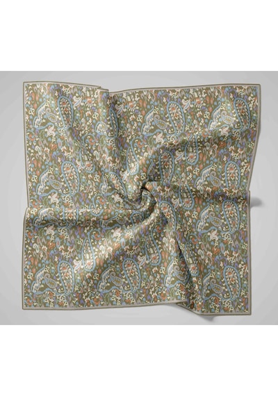 Silk Home Twill İpek Eşarp 11478-26 Sisli Yeşil, Bebe Mavi, Somon, Taş