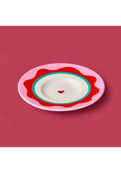 Kitchen Granny Çay Tabağı - Pembe / Kırmızı - 13 Cm Renkli