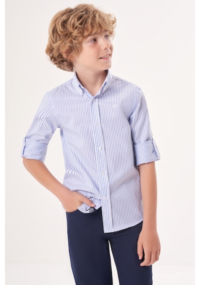 Bisse Regular Fit Yaka Düğmeli Mavi Çocuk Erkek Gömlek Gm23y231161 D35 Mavi
