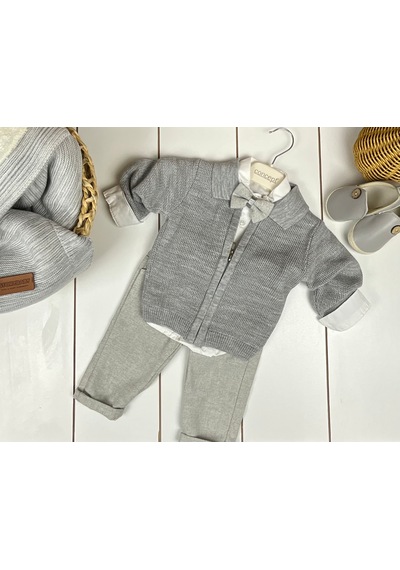 Concept Kids Hırkalı Triko Takım Gri Melanj