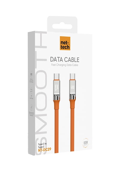 Nettech Nt-dc29 60w Plastik 100 Cm Type-c To Type-c Şarj Ve Data Kablosu Turuncu