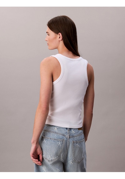 Calvin Klein Jeans Kadın Etiketli Pamuklu Fitilli Beyaz Bluz Lv047c201g-yaa Beyaz