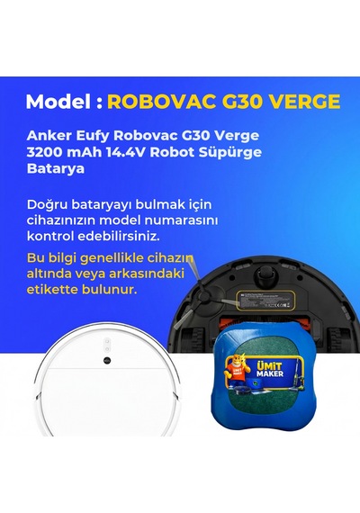 Anker Eufy Robovac G30 Verge 3200 Mah 14.4v Robot Süpürge Batarya