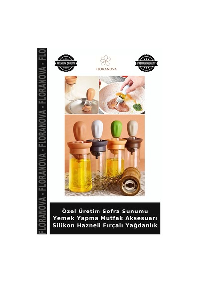 Özel Üretim Sofra Sunumu Yemek Yapma Mutfak Aksesuarı Silikon Hazneli Fırçalı Yağdanlık