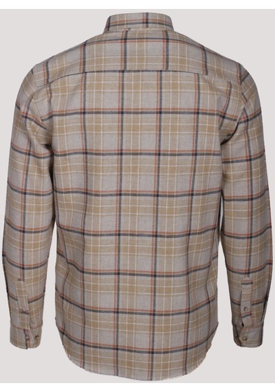 Erkek Gömlek Camel Uzun Kol Ekose Kareli Flanel Yün Tuşeli Slim Fit Düğmeli Yaka Shirt Ncs Jeans 7269-camel Camel