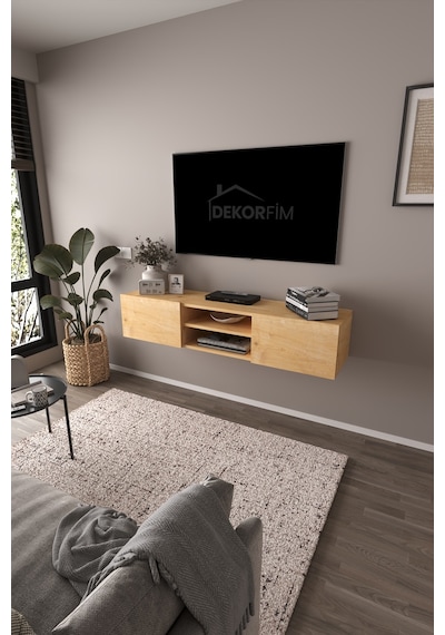Df17102 Led Işıklı Duvara Monte Tv Ünitesi, 2 Kapaklı Dolaplı, Raflı 150 Cm Tv Alt Ünitesi Safir Meşe Df17102 Led Işıklı Duvara Monte Tv Ünitesi, 2 Kapaklı Dolaplı, Raflı 150 Cm Tv Alt Ünitesi Safir Meşe