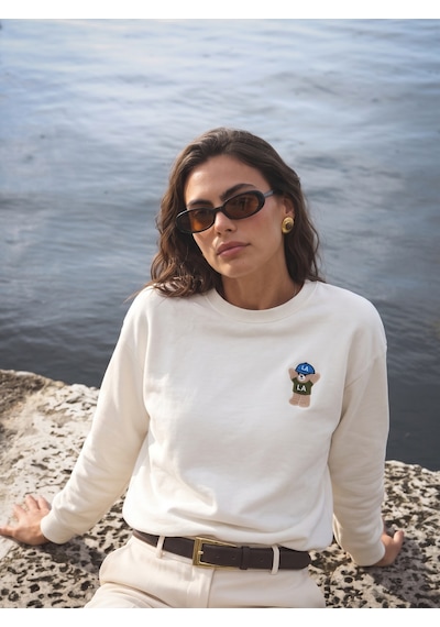 Onloox Kadın Ekru Ekru Pamuklu Bisiklet Yaka Uzun Kollu Nakışlı Üç İplik Ribana Detaylı Sweatshirt Onloox Kadın Ekru Ekru Pamuklu Bisiklet Yaka Uzun Kollu Nakışlı Üç İplik Ribana Detaylı Sweatshirt